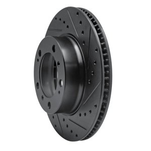 Porsche Boxster Brake Rotor (1) - Front Right - R1 Concepts - Drilled & Slotted - Black - `97-`04